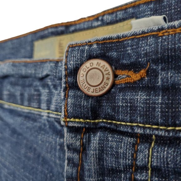 Old Navy Size 18 Short Jeans At Waist Bootcut Stretch Crosshatch Blue Denim - Picture 8 of 9